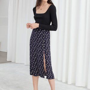 & Other Stories Asymmetrical Button Midi Skirt